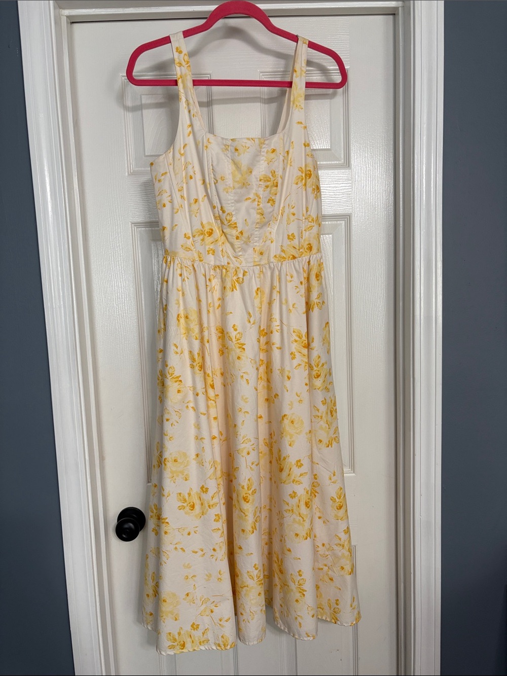 Jason Wu White Midi Dress with Yellow Floral Print